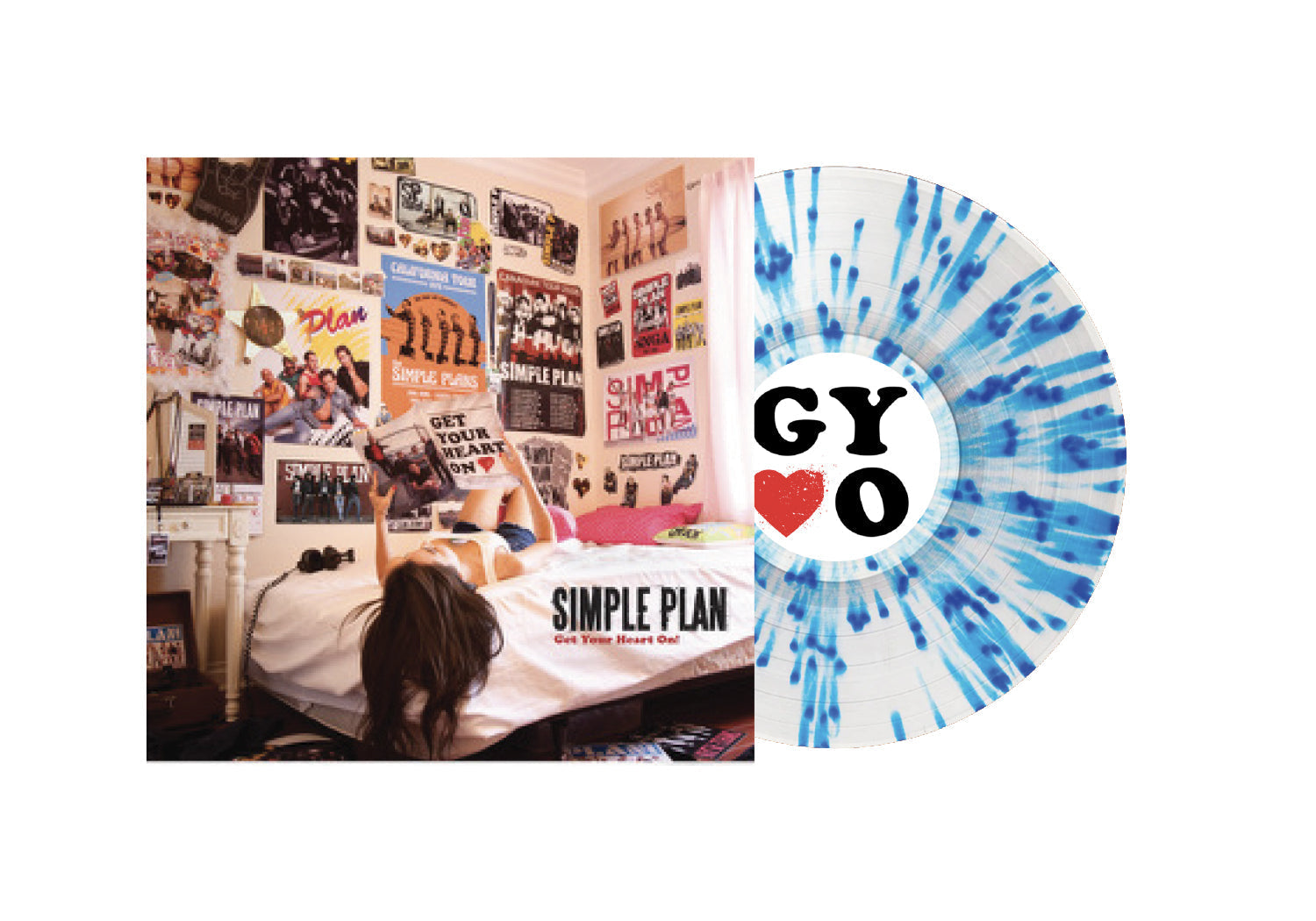 SIMPLE PLAN ‘GET YOUR HEART ON!’ LP - EXCLUSIVE - LTD. 500 - CLEAR/BLUE/SPLATTER