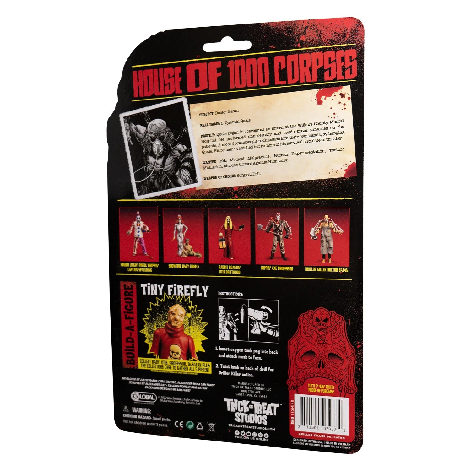 House of 1000 Corpses Dr Satan 5 Inch Action Figure Packaging Back