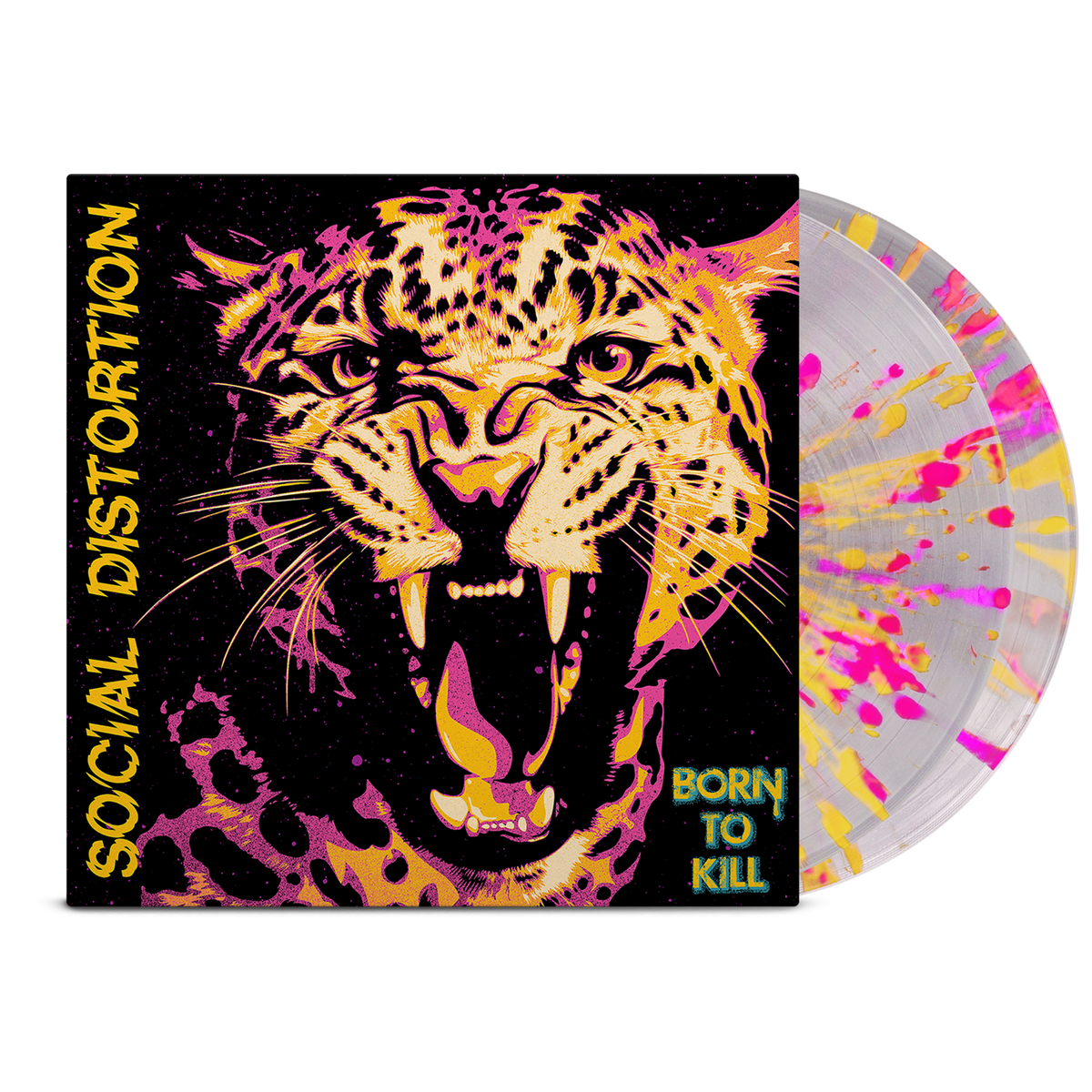 SOCIAL DISTORTION 'BORN TO KILL' 2LP - EXCLUSIVE - LTD. 500 - CLEAR/PINK/YELLOW/SPLATTER