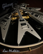 DAVE MUSTAINE GIBSON FLYING V EXP SILVER METALLIC MINI GUITAR MODEL