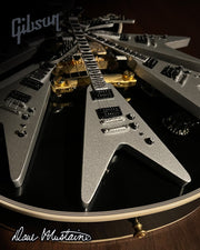 DAVE MUSTAINE GIBSON FLYING V EXP SILVER METALLIC MINI GUITAR MODEL