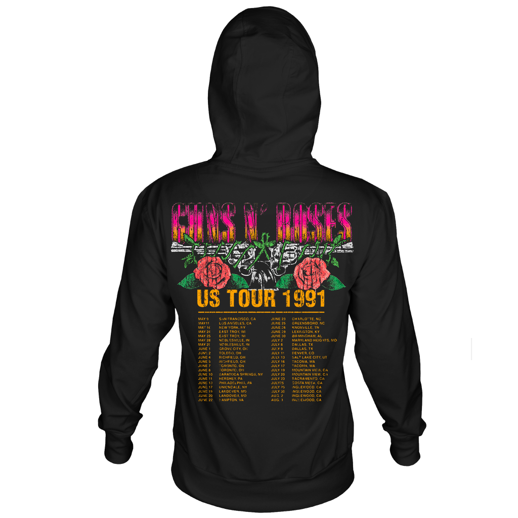 GUNS N ROSES 1991 TOUR BLACK HOODIE F/B S