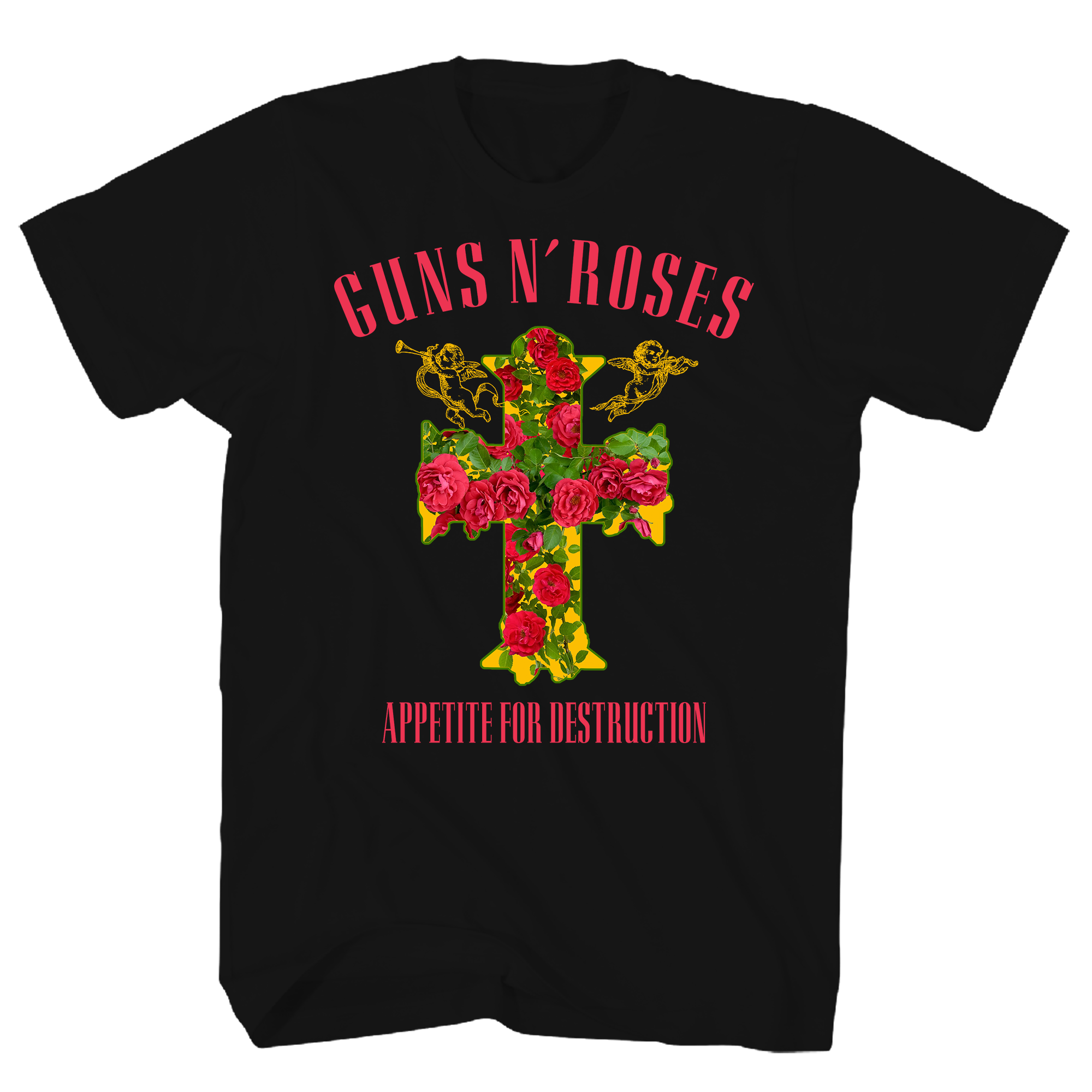 GUNS N ROSES ROSE CROSS BLACK TEE