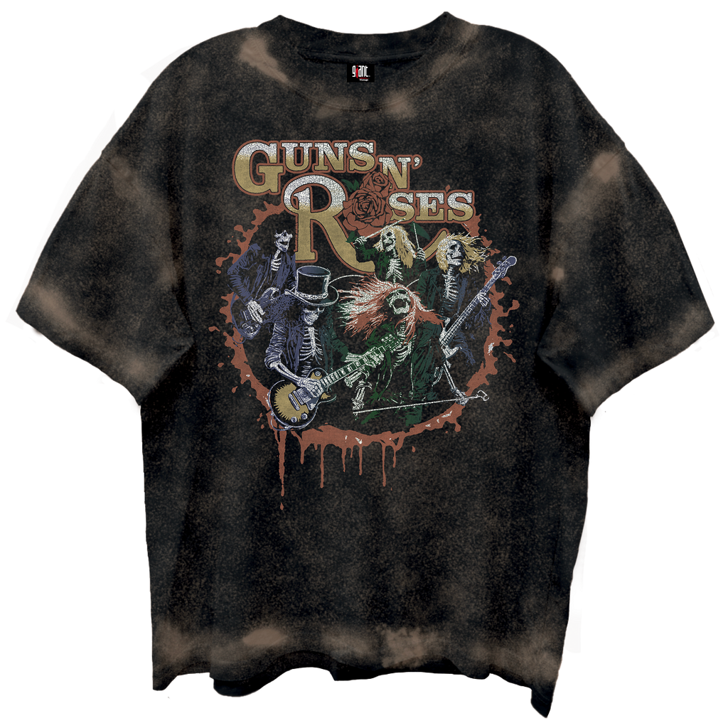 GUNS N ROSES SKELTONS LIVE FRT/BCK CHOCOLATE SPRAY WASH T-SHIRT/GIANT VINTAGE