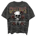 GUNS N ROSES SKULL ROSES FRONT/BCK VINTAGE BLACK ENZYME WASH T-SHIRT/GIANT VINTAGE