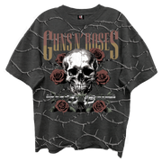 GUNS N ROSES SKULL ROSES FRONT/BCK VINTAGE BLACK ENZYME WASH T-SHIRT/GIANT VINTAGE