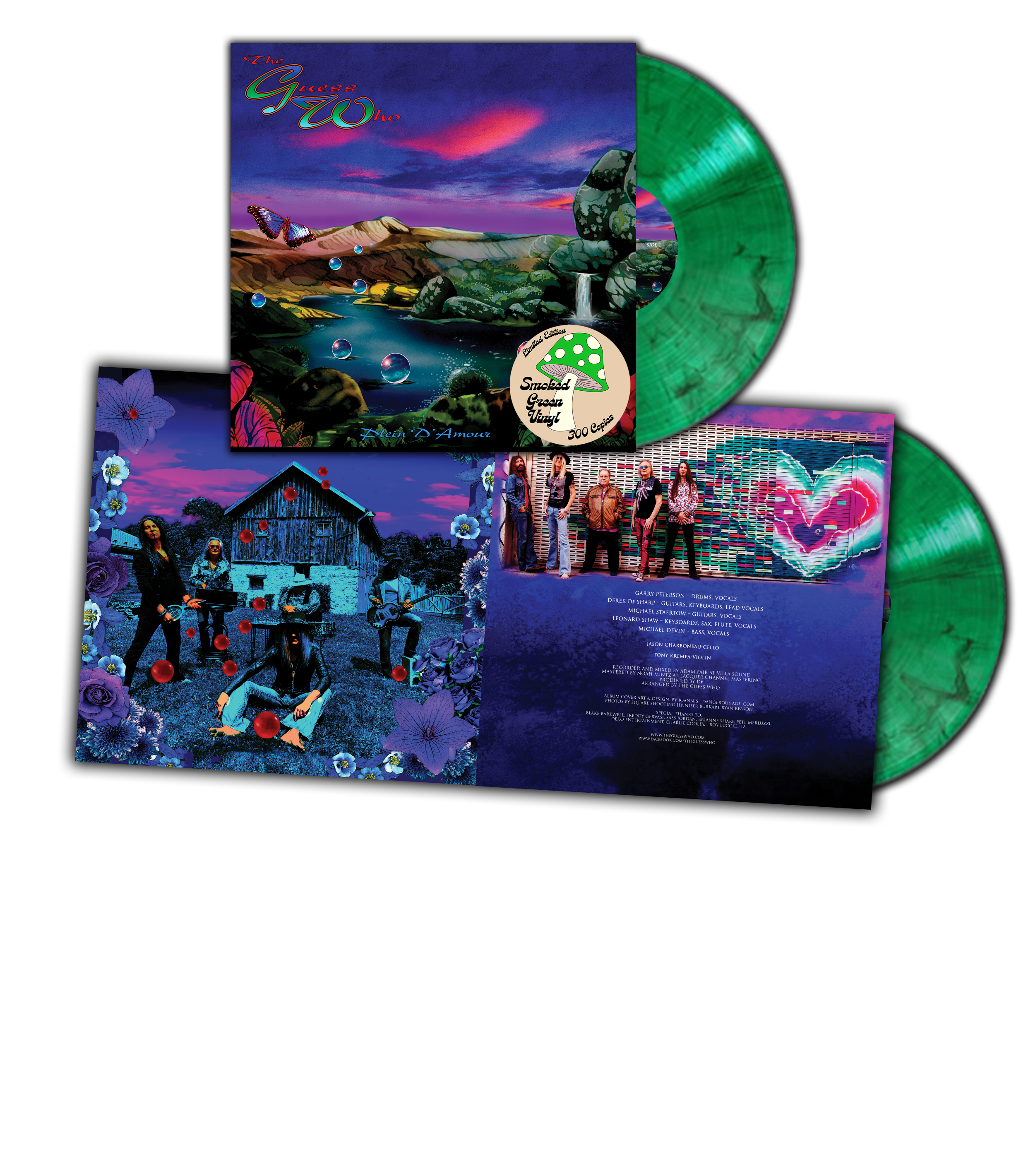 THE GUESS WHO 'PLEIN D'AMOUR' 2LP + AUTOGRAPHED PRINT - EXCLUSIVE - LTD. 300 - GREEN