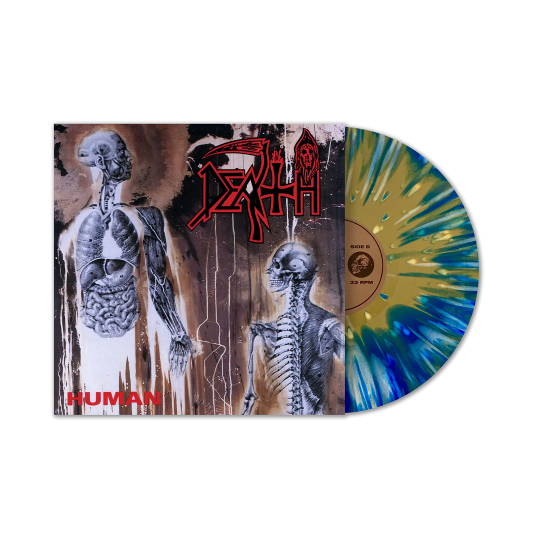 DEATH 'HUMAN' LP - WHITE/BLUE/GOLD/SPLATTER
