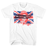 SEX PISTOLS GOD SAVE THE QUEEN FRT/BACK WHITE T-SHIRT