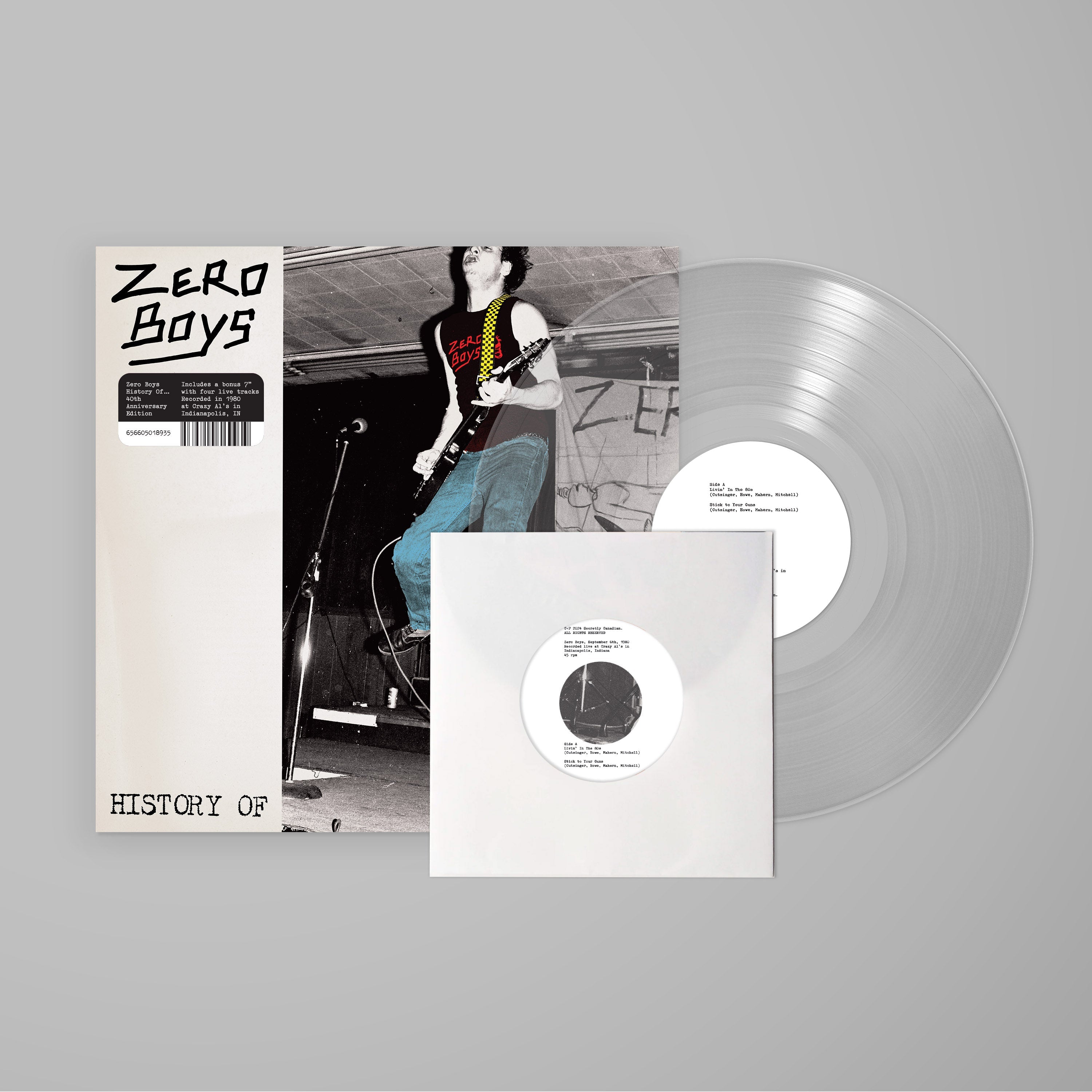 ZERO BOYS 'HISTORY OF' 40TH ANNIVERSARY LP + 7" - CLEAR