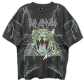 DEF LEPPARD ANIMAL ALL OVER PRINT VINTAGE BLACK ENZYME WASH T-SHIRT/GIANT VINTAGE