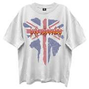DEF LEPPARD BRITISH FLAG LOGO BLANC WHITE ENZYME WASH T-SHIRT/GIANT VINTAGE