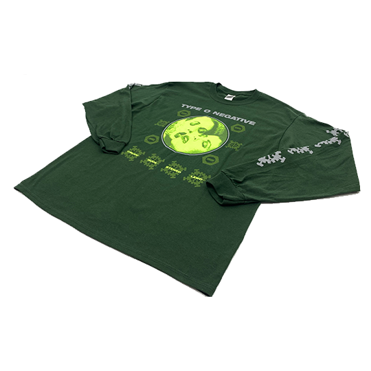 TYPE O NEGATIVE 'CRUDE GEARS' LONG SLEEVE GREEN
