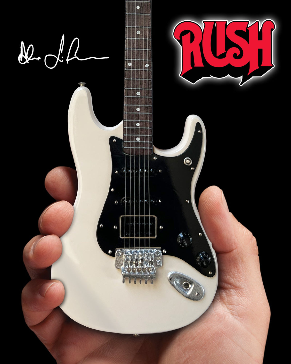 ALEX LIFESON HENTOR SPORTSCASTER MINIATURE GUITAR MODEL OFFICIALLY LICENSED