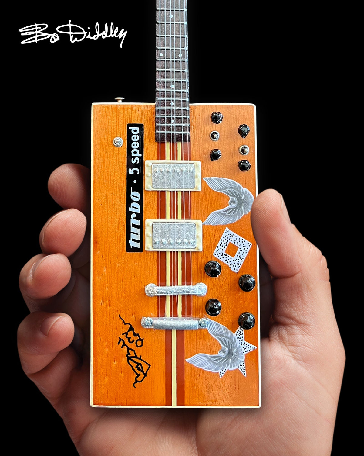 BO DIDDLEY SIGNATURE'TWANG MACHINE' TURBO 5-SPEED KINMAN CUSTOM MINI GUITAR MODEL