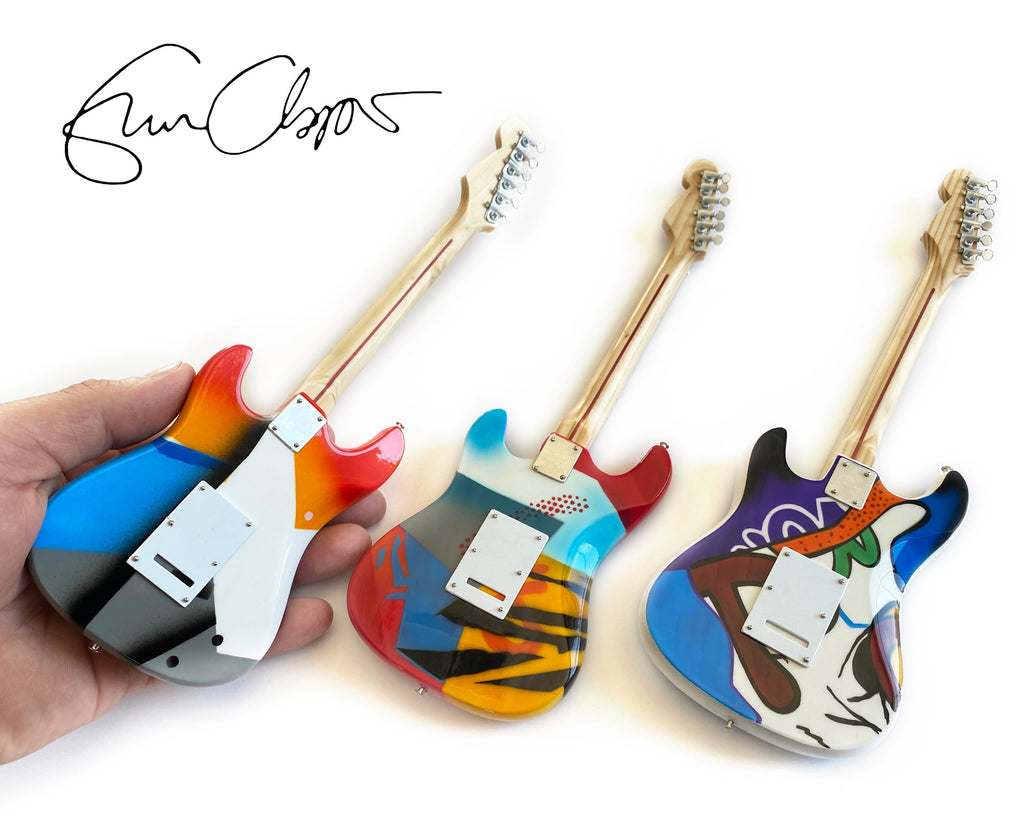 ERIC CLAPTON CRASH SET OF 3 MINI GUITAR REPLICAS - OFFICIALLY LICENSED FENDER' COLLECTION