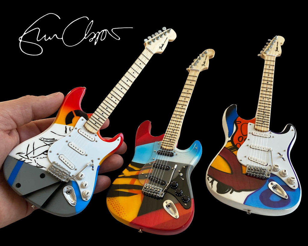 ERIC CLAPTON CRASH SET OF 3 MINI GUITAR REPLICAS - OFFICIALLY LICENSED FENDER' COLLECTION