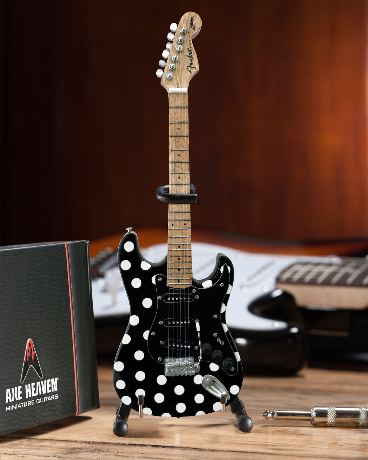 OFFICIALLY LICENSED BUDDY GUY MINIATURE FENDER' STRAT' WITH POLKA-DOT FINISH GUITAR REPLICA