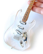 LICENSED FENDER' STRAT' SIGNATURE CLEAR ACRYLIC MINI GUITAR