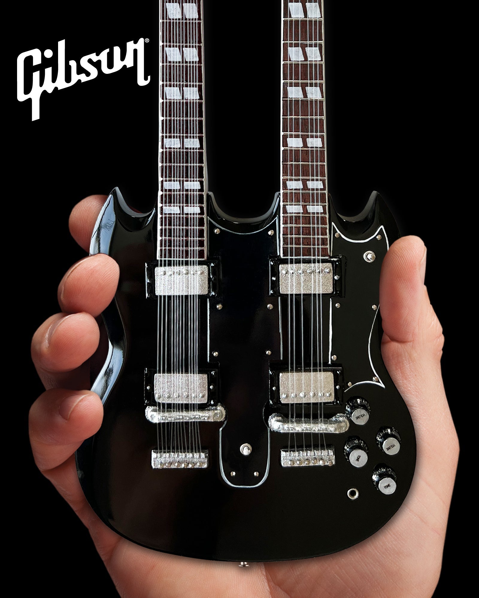 SLASH GIBSON 1966 EDS-1275 DOUBLENECK - AGED MINI GUITAR REPLICA MODEL