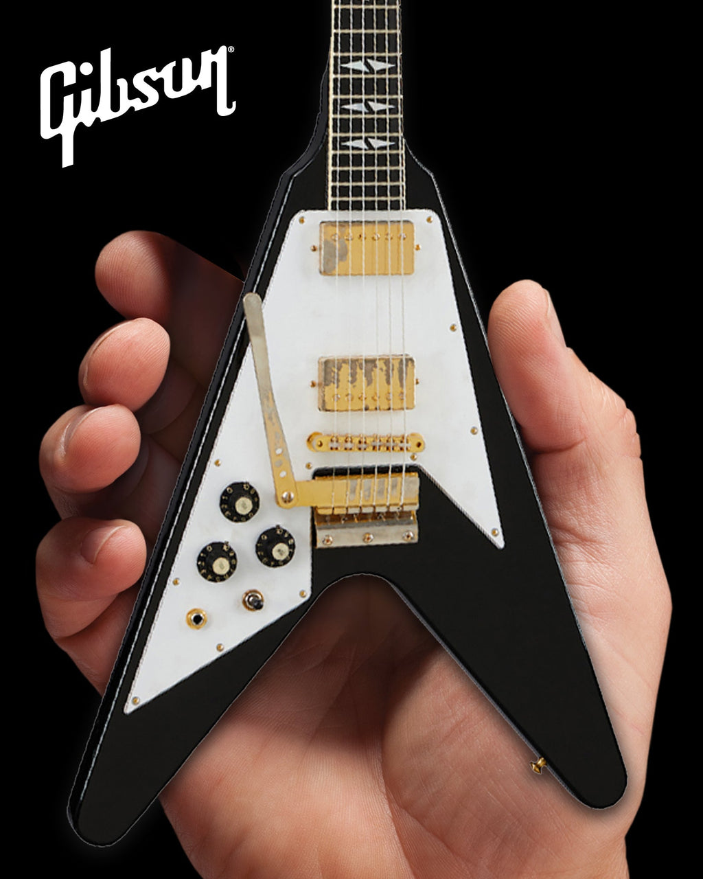 *NEW JIMI HENDRIX' GIBSON 1969 FLYING V - LEFT-HANDED EBONY FINISH 1:4 SCALE MINI GUITAR MODEL