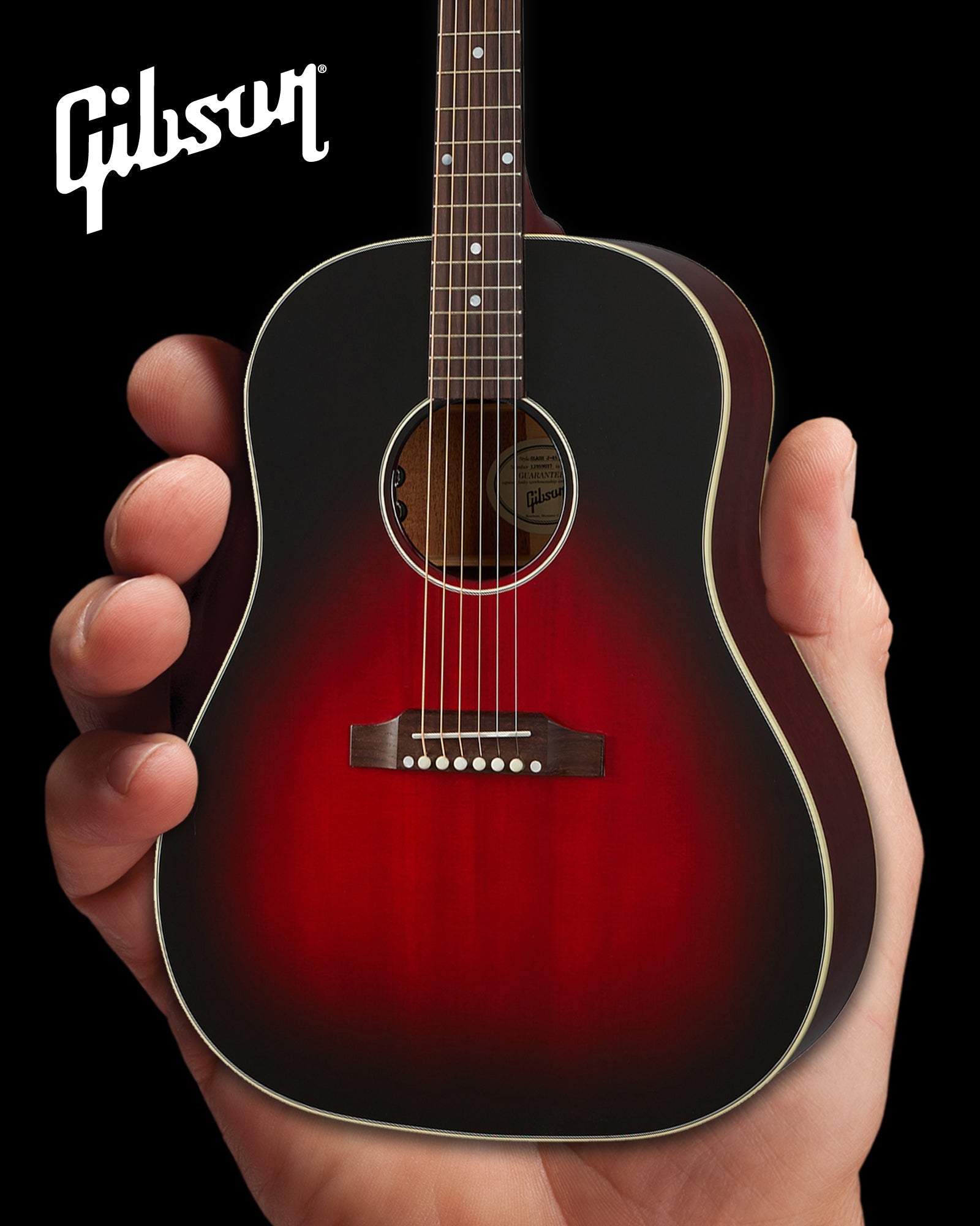 SLASH GIBSON J-45 VERMILLION BURST ACOUSTIC 1:4 SCALE MINI GUITAR MODEL