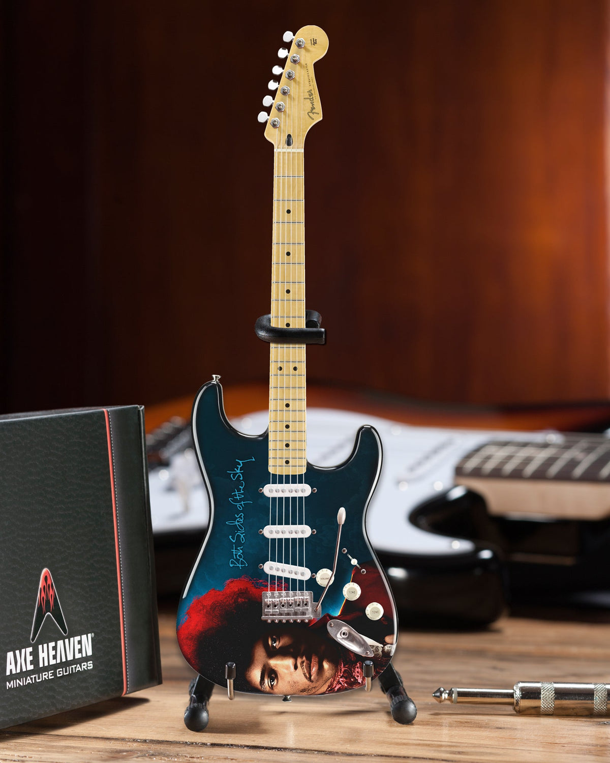 JIMI HENDRIX BOTH SIDES OF THE SKY MINI FENDER' STRAT' GUITAR MODEL OFFICIALLY LICENSED