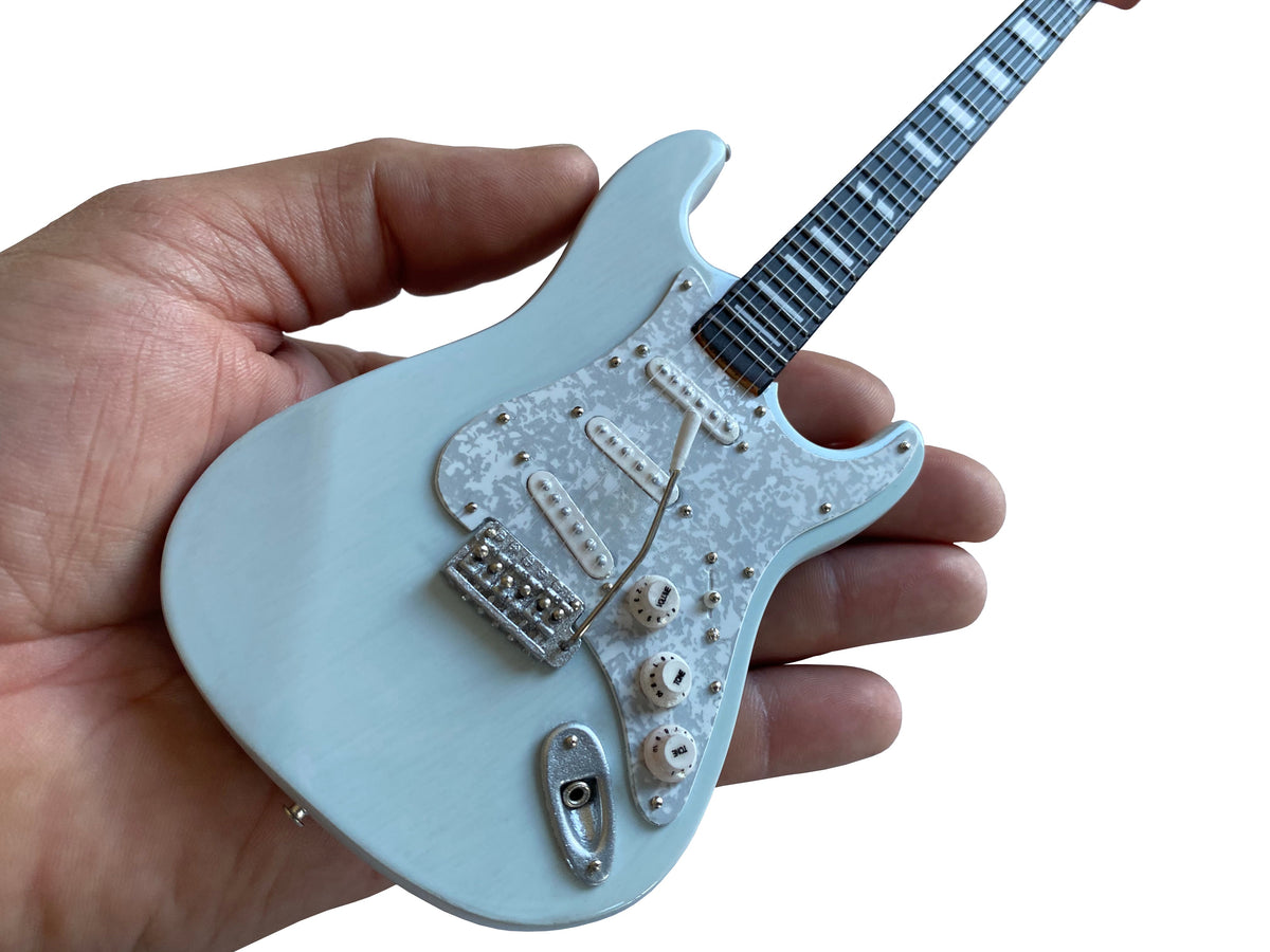 LICENSED KENNY WAYNE SHEPHERD MINI FENDER' STRAT' TRANSPARENT FADED SONIC BLUE GUITAR MODEL