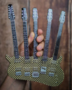RICK NIELSEN' FIVE-NECK CHECKERED MINI GUITAR REPLICA COLLECTIBLE - OFFICIALLY LICENSED