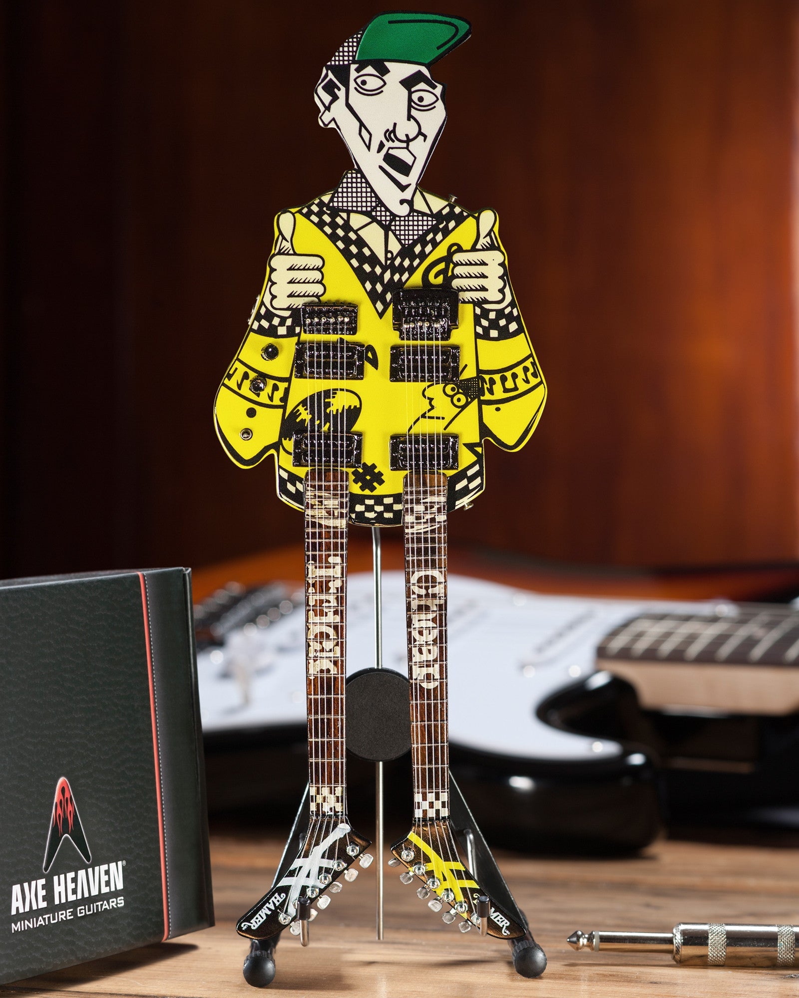 RICK NIELSEN™ UNCLE DICK DOUBLENECK MINI GUITAR REPLICA COLLECTIBLE - OFFICIALLY LICENSED