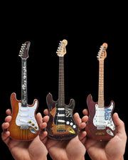 STEVIE RAY VAUGHAN SRV SET OF 3 MINI GUITAR REPLICA COLLECTIBLES - OFFICIALLY LICENSED FENDER