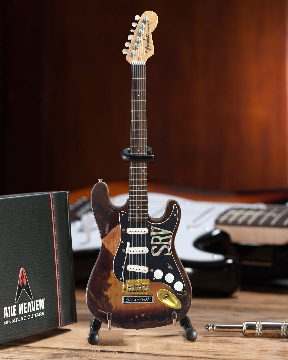 OFFICIAL STEVIE RAY VAUGHAN DISTRESSED SRV CUSTOM MINI FENDER' STRAT' GUITAR REPLICA