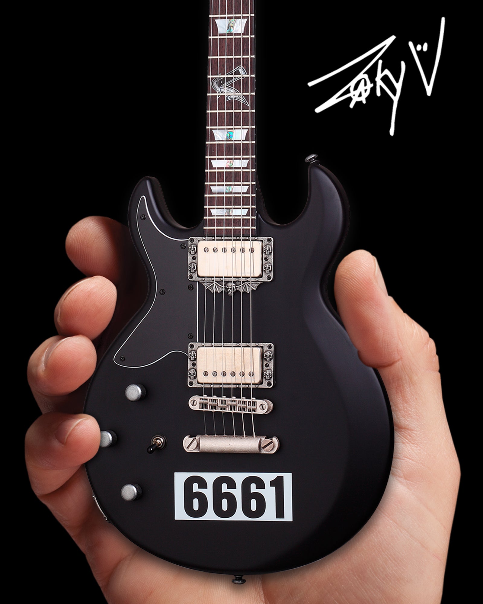 OFFICIALLY LICENSED ZACKY VENGEANCE SATIN BLACK 6661 SCHECTER MINI GUITAR FROM AVENGED SEVENFOLD
