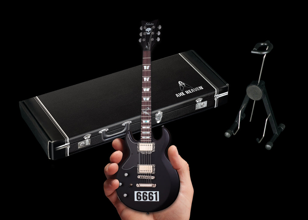 OFFICIALLY LICENSED ZACKY VENGEANCE SATIN BLACK 6661 SCHECTER MINI GUITAR FROM AVENGED SEVENFOLD