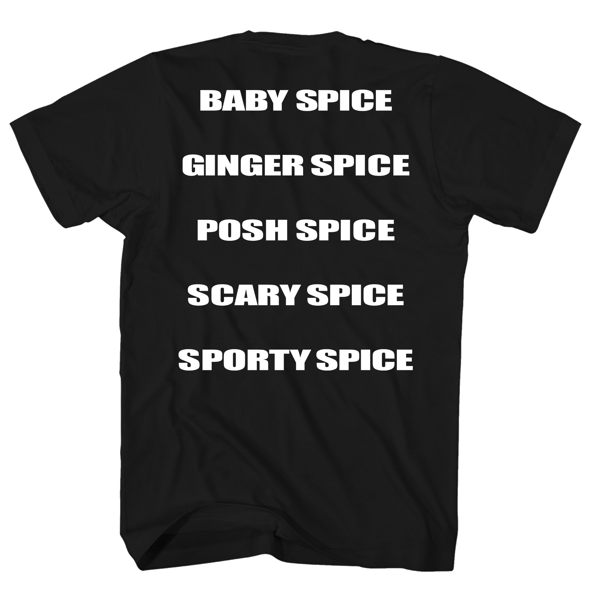 SPICE GIRLS SILVER GLITTER GROUP PHOTO FRT/BACK BLACK T-SHIRT