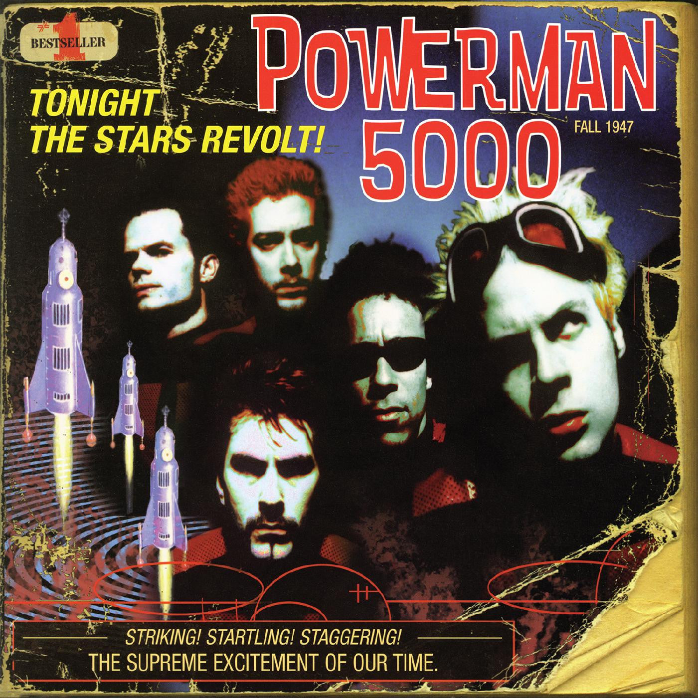 POWERMAN 5000 'TONIGHT THE STARS REVOLT!' LP - COKE BOTTLE/BRIGHT YELLOW STREAKS