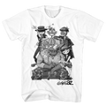 GORILLAZ BLACK AND WHITE GROUP ART WHITE T-SHIRT