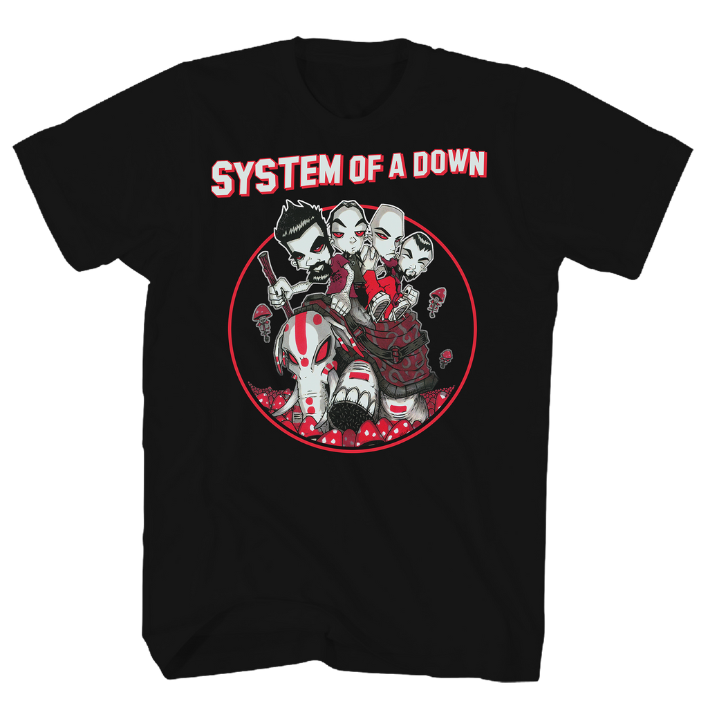SYSTEM OF A DOWN MUSHROOM PEOPLE BLACK T-SHIRT