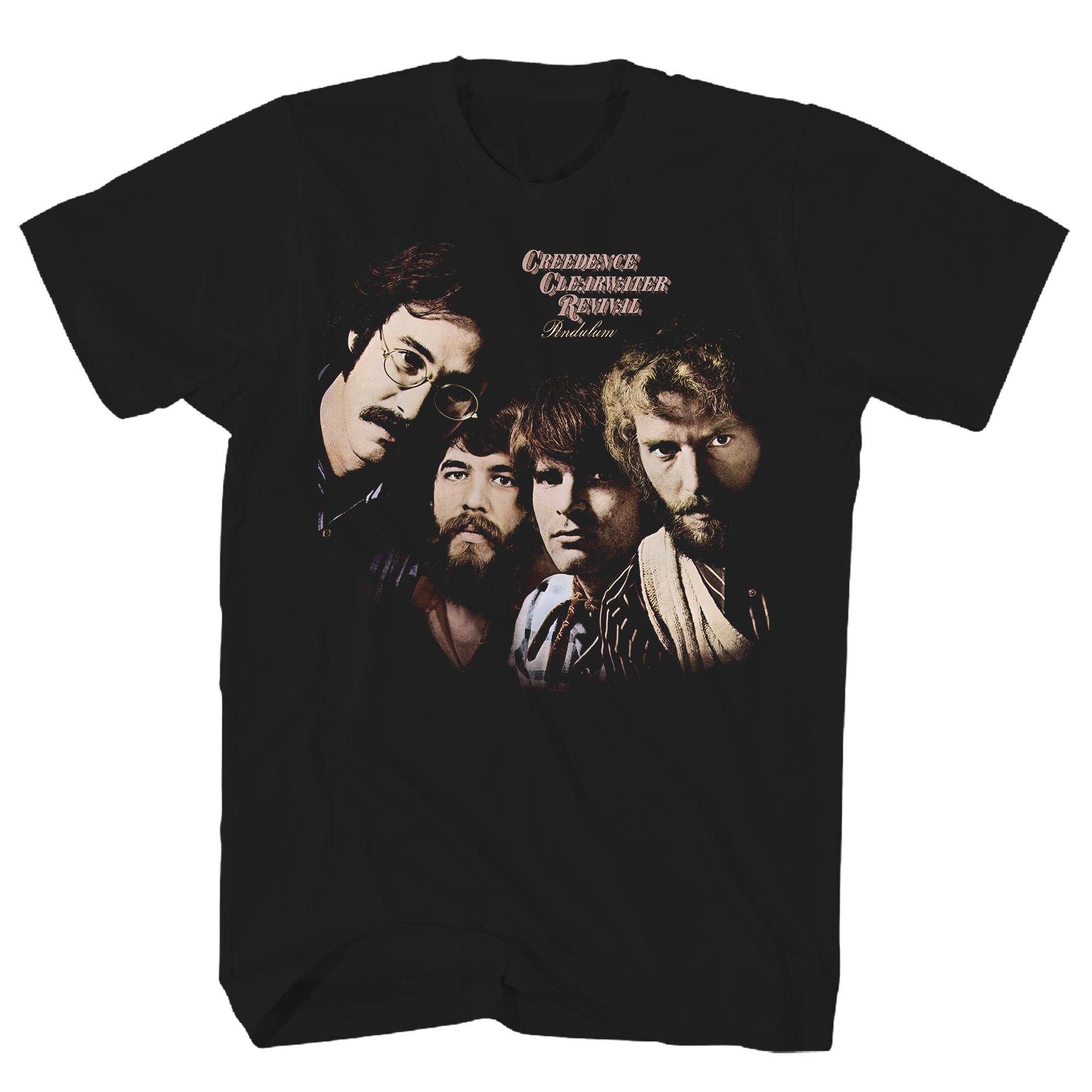 CREEEDANCE CLEARWATER REVIVAL PENDULUM ALBUM COVER BLACK T-SHIRT
