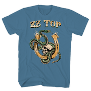 ZZ TOP SNAKE SKULL BLUE TEE
