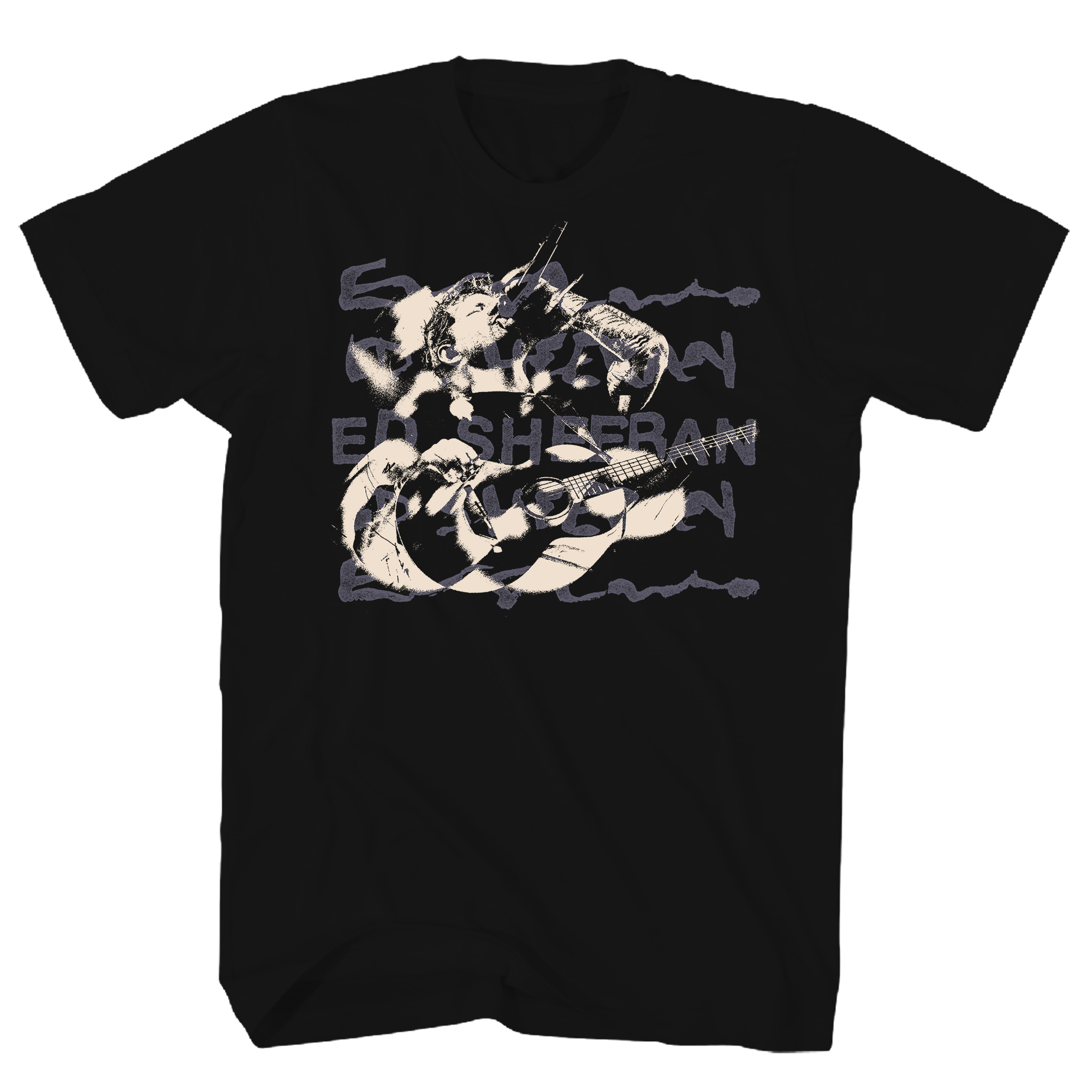 ED SHEERAN PHOTO GUITAR BLACK T-SHIRT