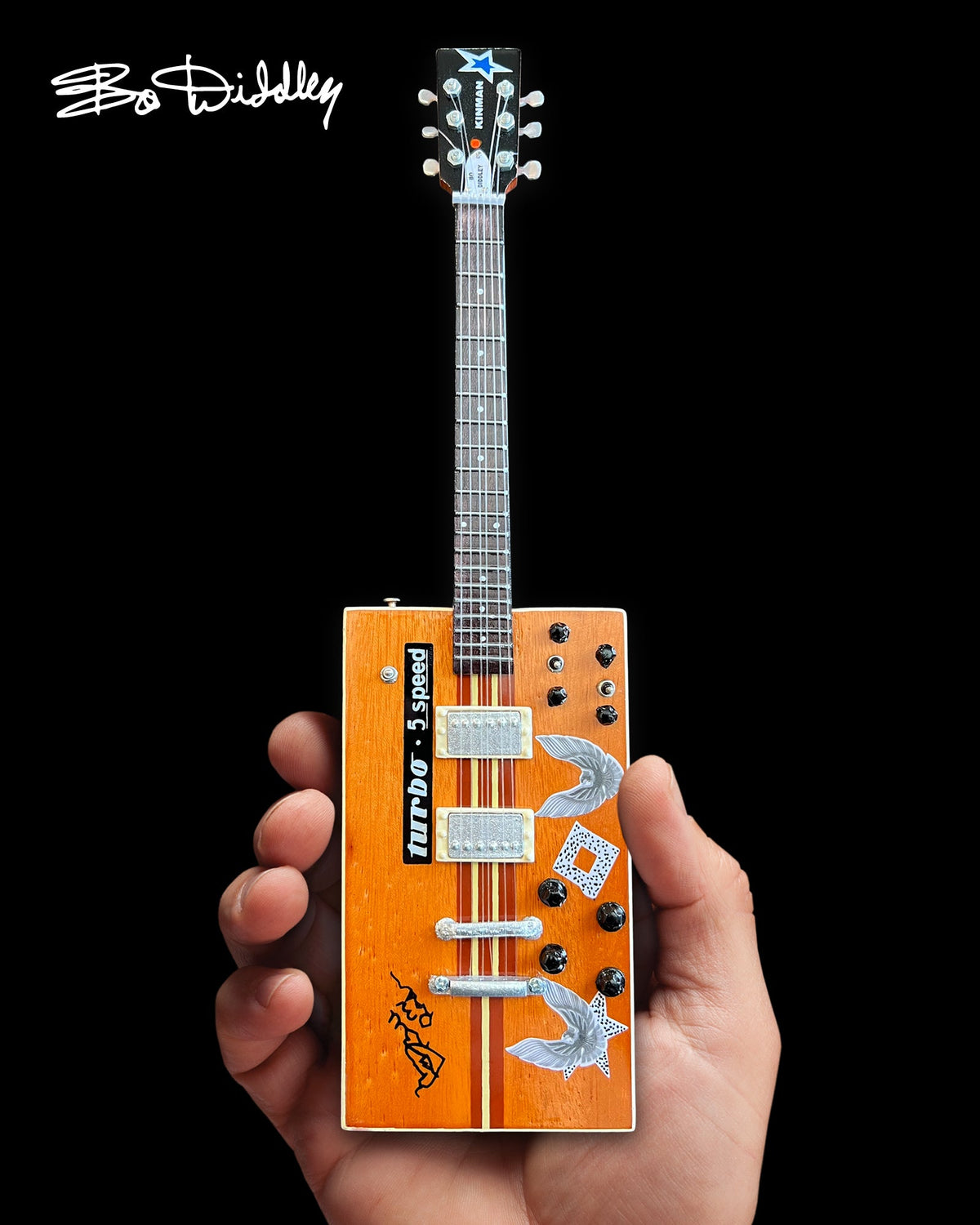 BO DIDDLEY SIGNATURE'TWANG MACHINE' TURBO 5-SPEED KINMAN CUSTOM MINI GUITAR MODEL