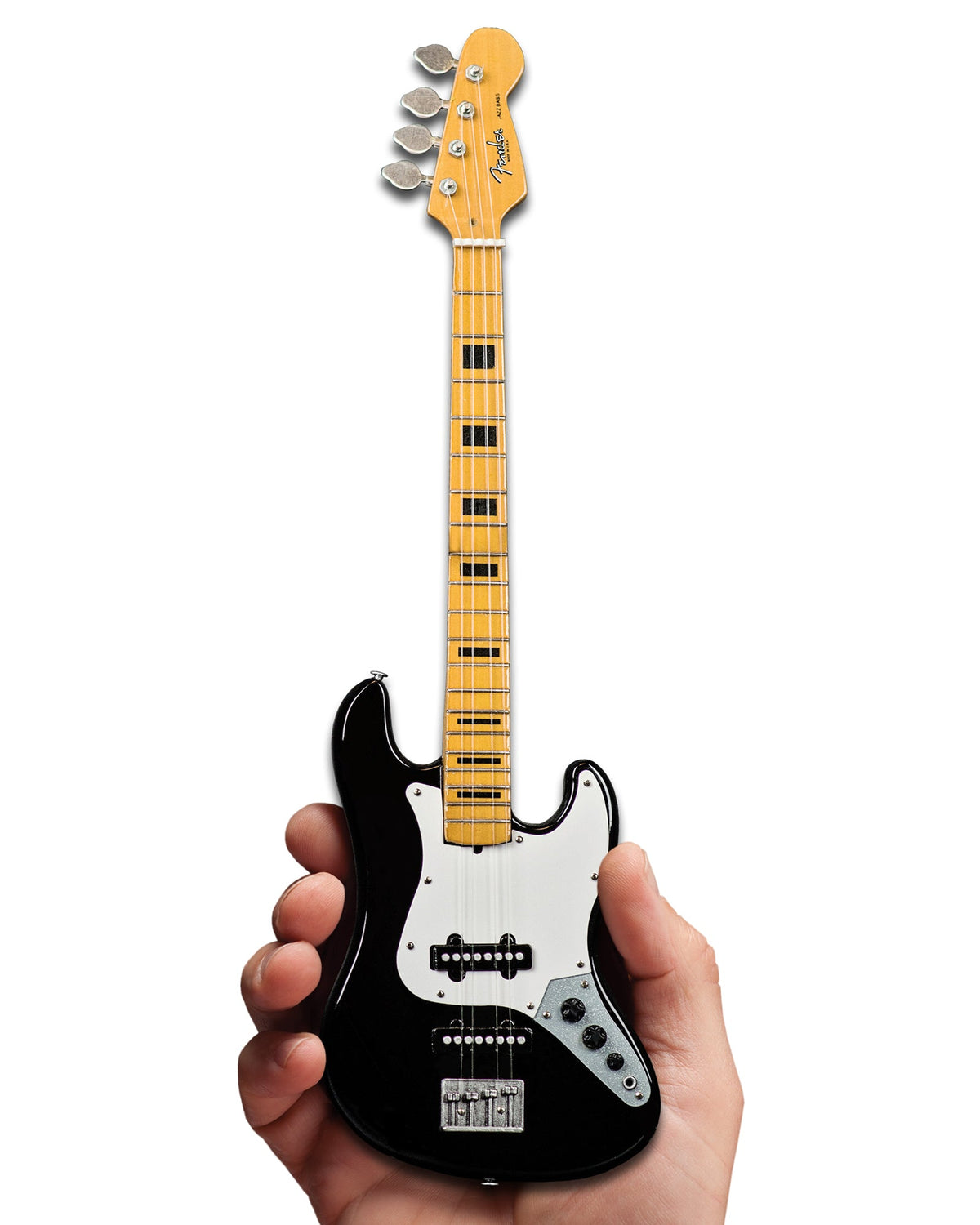 GEDDY LEE FENDER' JAZZ BASS' WITH BLACK INLAYS MINIATURE BASS GUITAR REPLICA - OFFICIALLY LICENSED