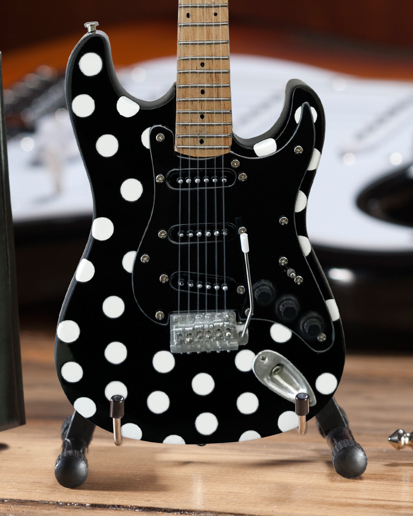 OFFICIALLY LICENSED BUDDY GUY MINIATURE FENDER™ STRAT™ WITH POLKA-DOT FINISH GUITAR REPLICA