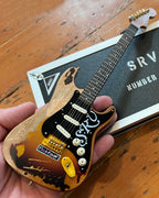 MINI CASE & GUITAR STEVIE RAY VAUGHAN SRV #1 DISTRESSED MINI FENDER' STRAT' GUITAR REPLICA