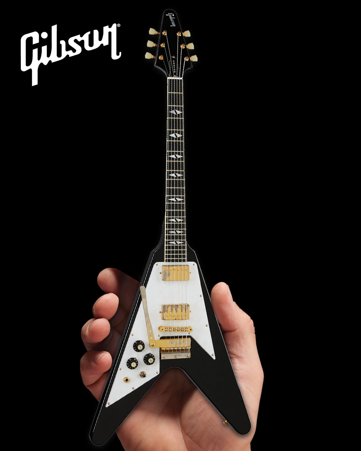 *NEW JIMI HENDRIX' GIBSON 1969 FLYING V - LEFT-HANDED EBONY FINISH 1:4 SCALE MINI GUITAR MODEL
