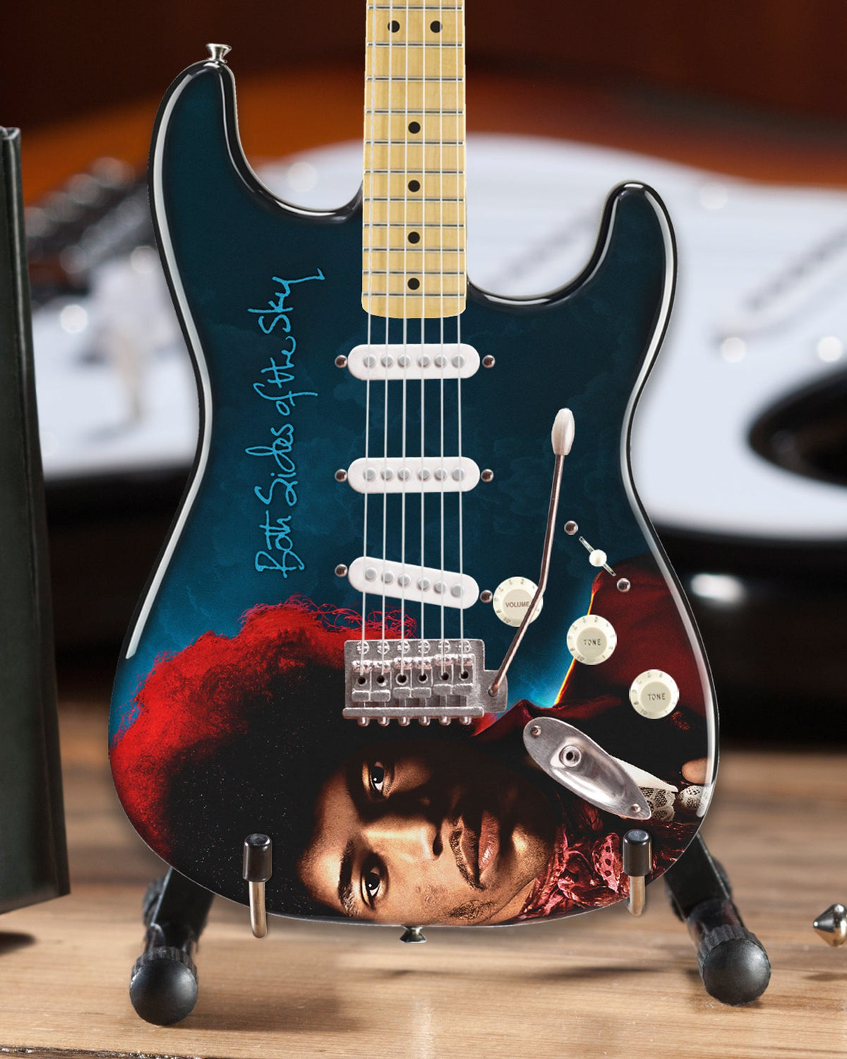 JIMI HENDRIX BOTH SIDES OF THE SKY MINI FENDER' STRAT' GUITAR MODEL OFFICIALLY LICENSED