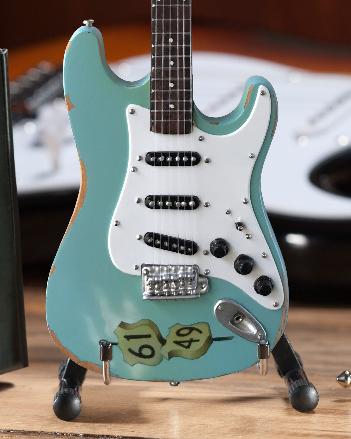 OFFICIALLY LICENSED KENNY WAYNE SHEPHERD MINI FENDER' STRAT' CROSSROADS BLUE GUITAR MODEL