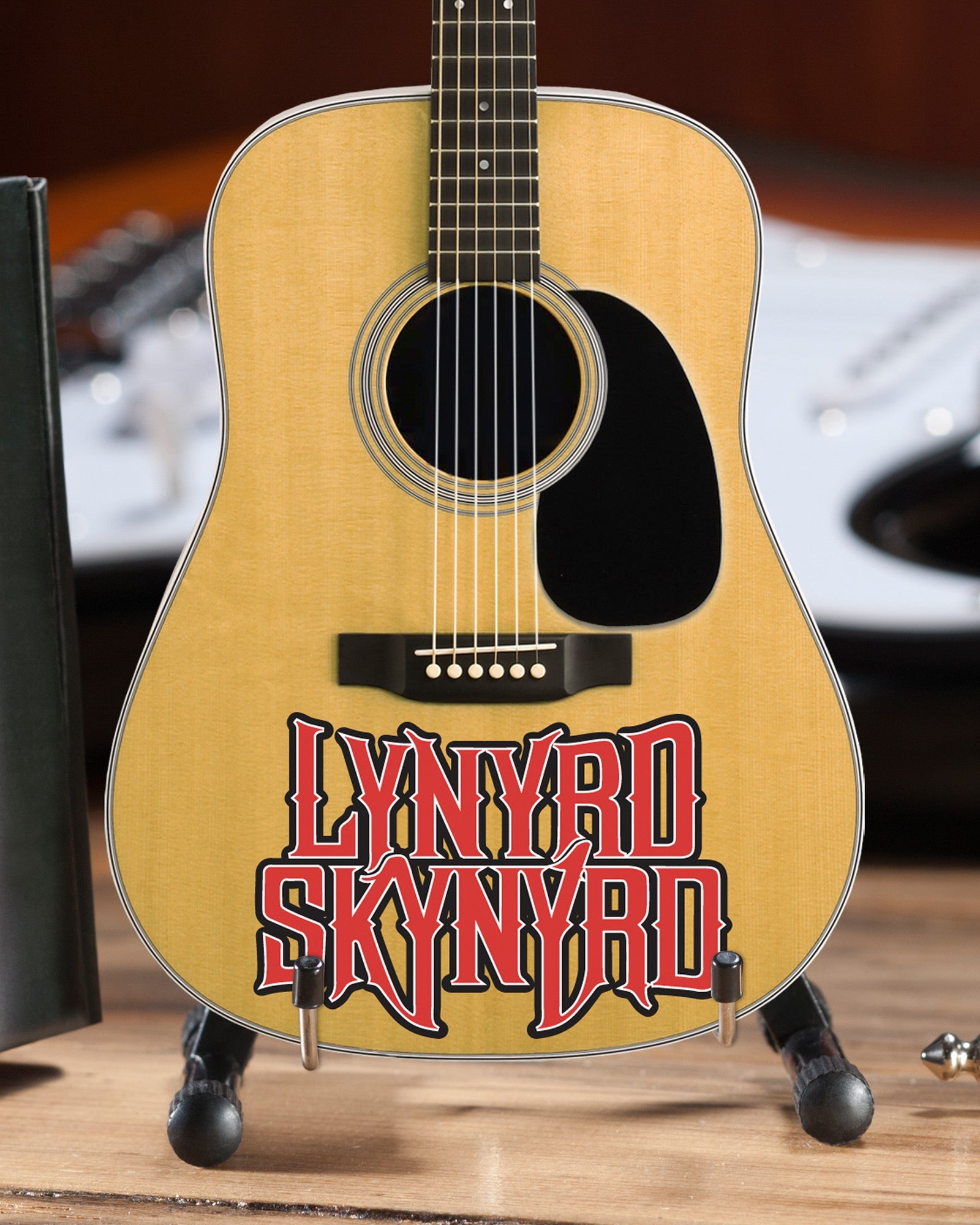 OFFICIALLY LICENSED LYNYRD SKYNYRD LOGO NATURAL FINISH ACOUSTIC MINI GUITAR