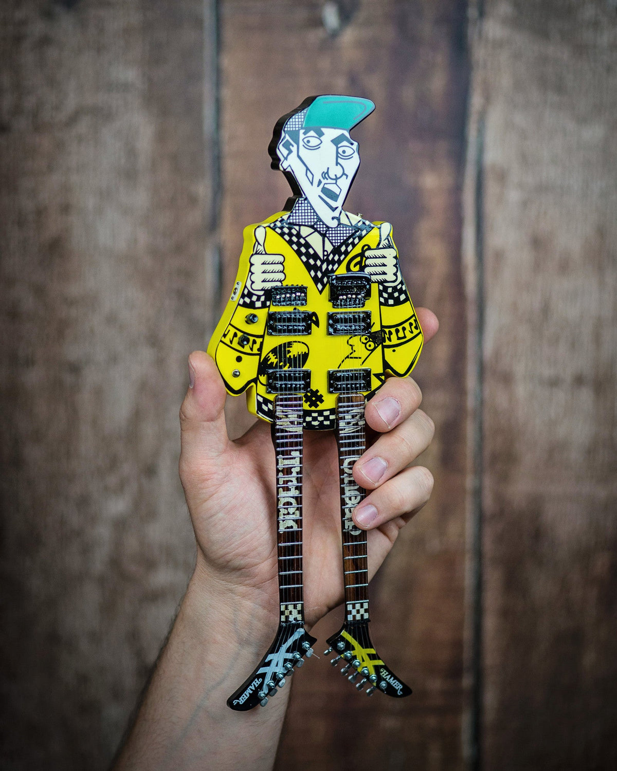 RICK NIELSEN' UNCLE DICK DOUBLENECK MINI GUITAR REPLICA COLLECTIBLE - OFFICIALLY LICENSED